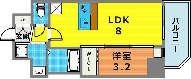 スワンズシティ神戸湊川II(1LDK/11階)の間取り写真