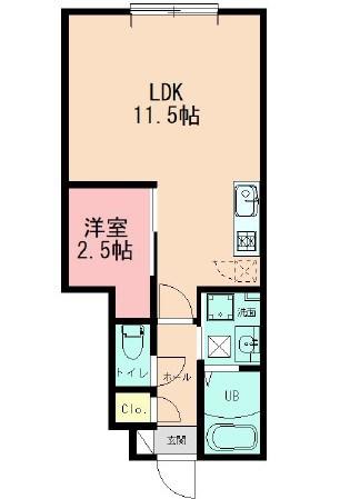 LEXIA井土ヶ谷(1LDK/1階)の間取り写真