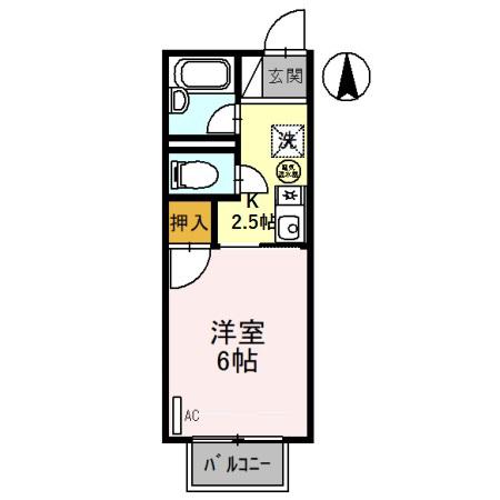 エルKI(1K/2階)の間取り写真