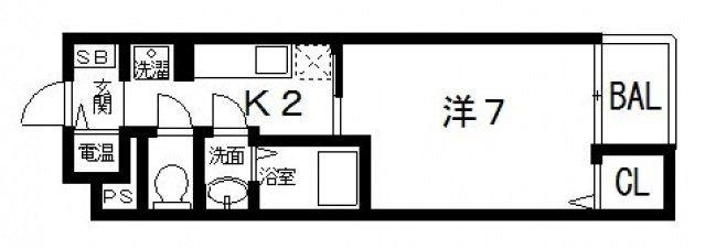 シェモワ 八尾(1K/3階)の間取り写真