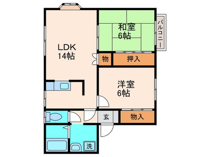ハイツISAZAⅢ(2LDK/2階)の間取り写真
