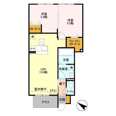 グランドゥール(2LDK/1階)の間取り写真