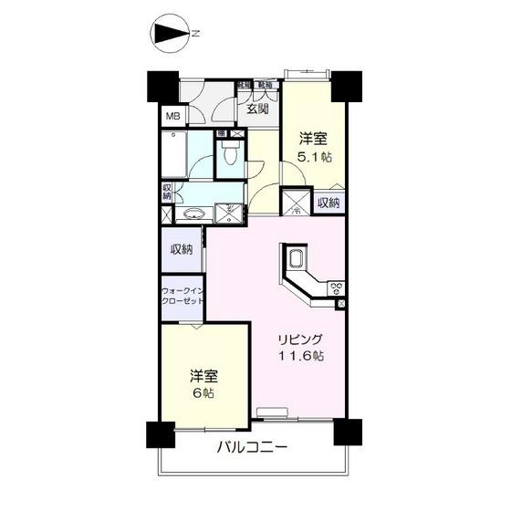 アルファステイツ岡山駅前(2LDK/9階)の間取り写真