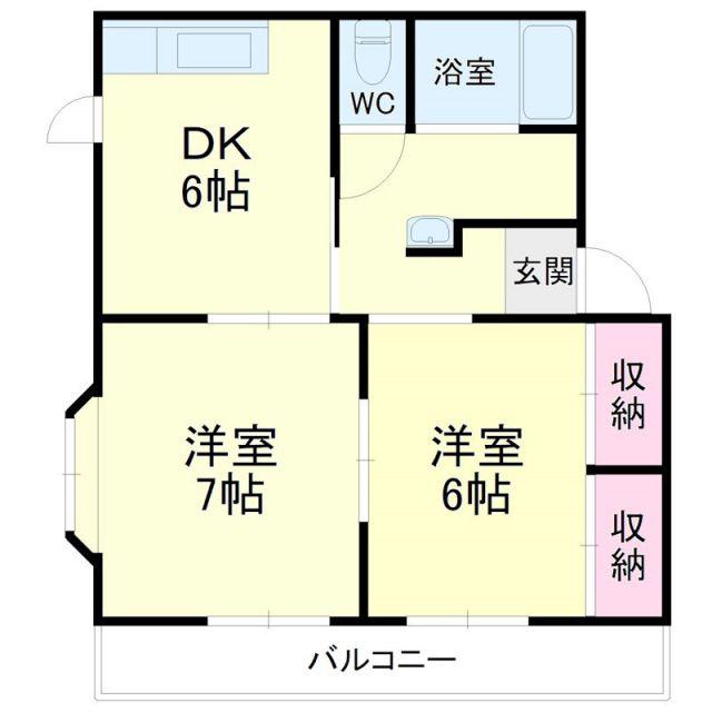 シティーベル(2DK/1階)の間取り写真
