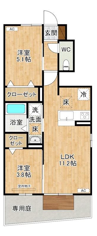 DーROOM N.T(2LDK/1階)の間取り写真