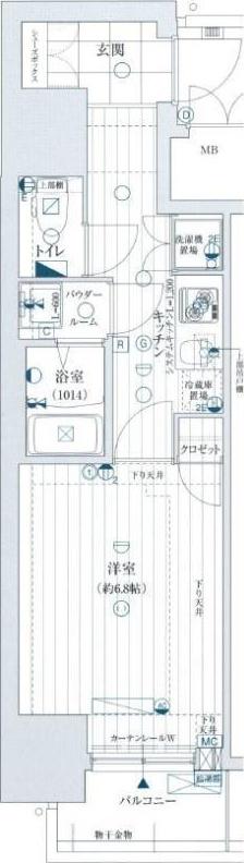 レジュールアッシュPREMIUM TWIN-II(1K/10階)の間取り写真