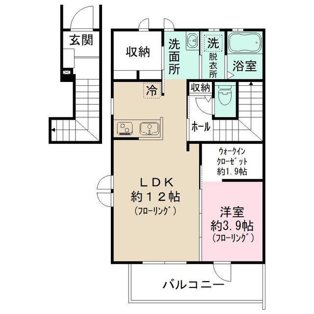 レジデンス ザフィーア(1LDK/2階)の間取り写真