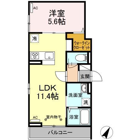 プラティア(1LDK/2階)の間取り写真
