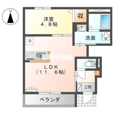 マーリエ・アンリ(1LDK/1階)の間取り写真