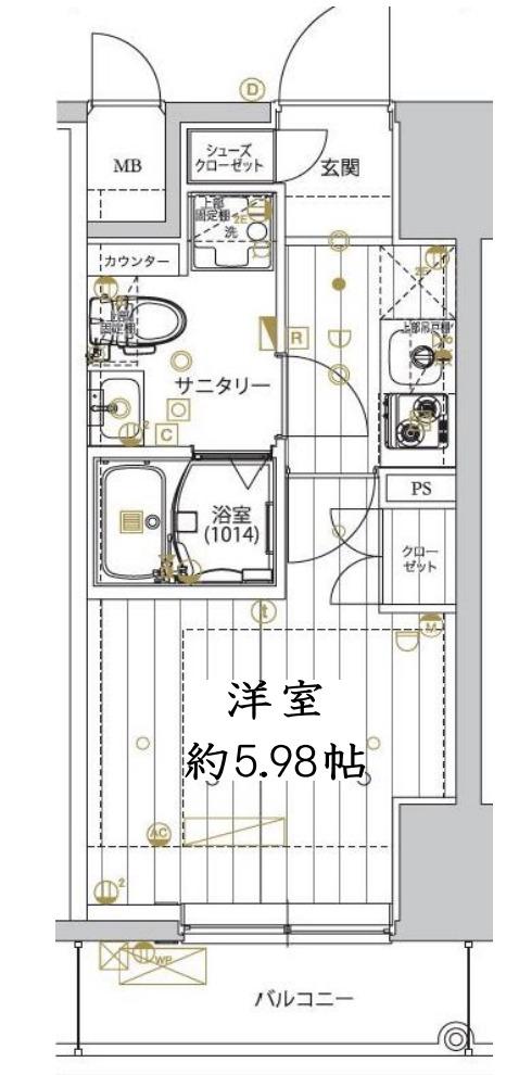 レガリス品川サウス(1K/12階)の間取り写真