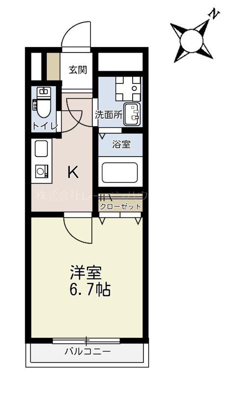 ドミノ浦和元町(1K/2階)の間取り写真