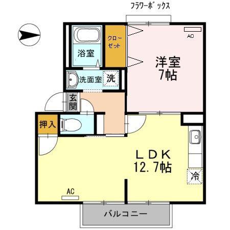 スカイコート21A(1LDK/2階)の間取り写真