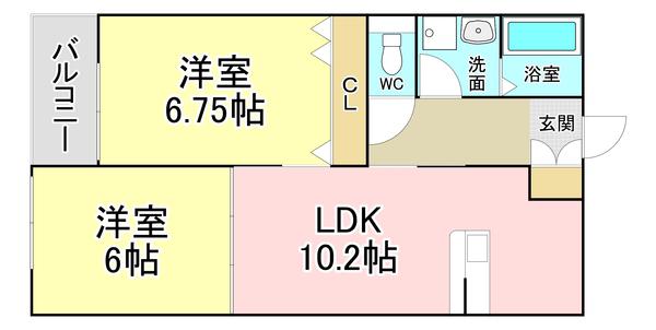 RSRESIDENCE愛宕(2LDK/1階)の間取り写真