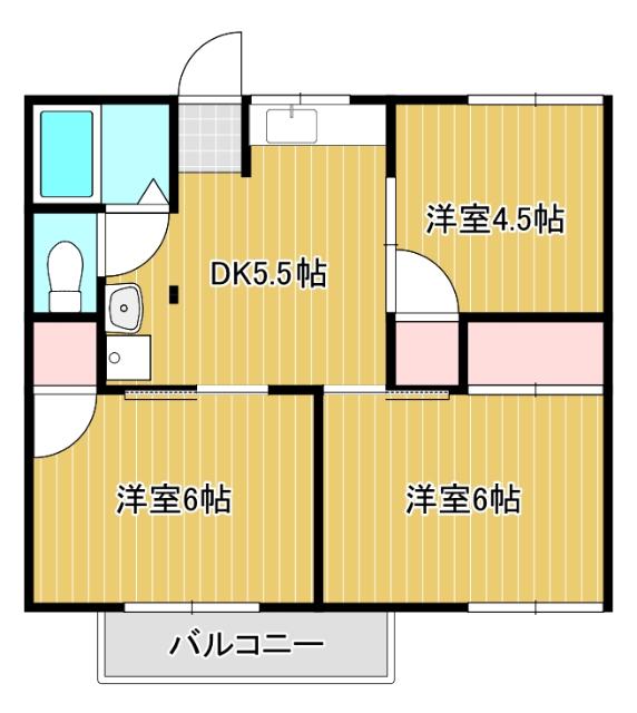 コーポ白山A(3DK/2階)の間取り写真