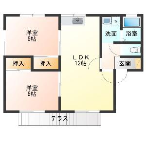セジュール相生(2LDK/2階)の間取り写真