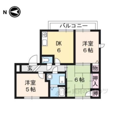 ラフィーネ北山(3DK/2階)の間取り写真