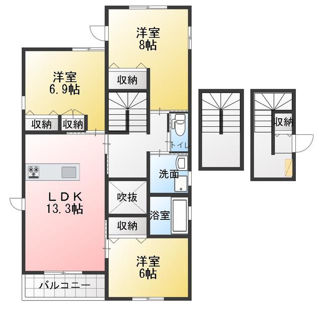 メゾン ヴェール ANDO(3LDK/3階)の間取り写真