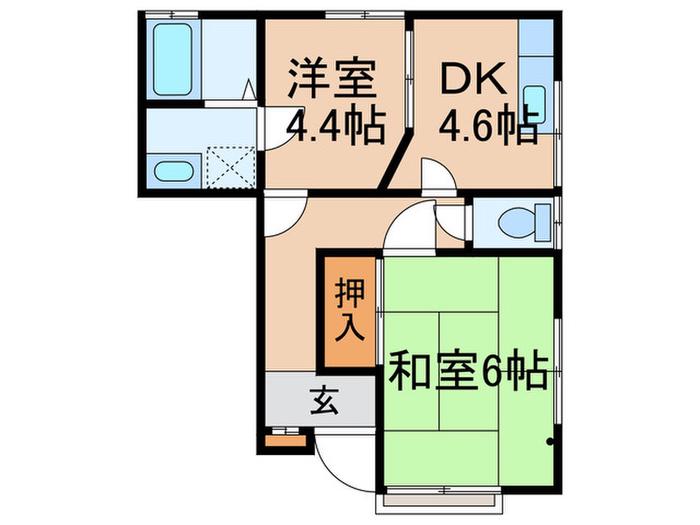 みゆき荘(2DK/1階)の間取り写真