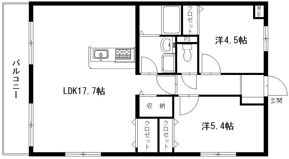 エスペランサAOI(2LDK/4階)の間取り写真