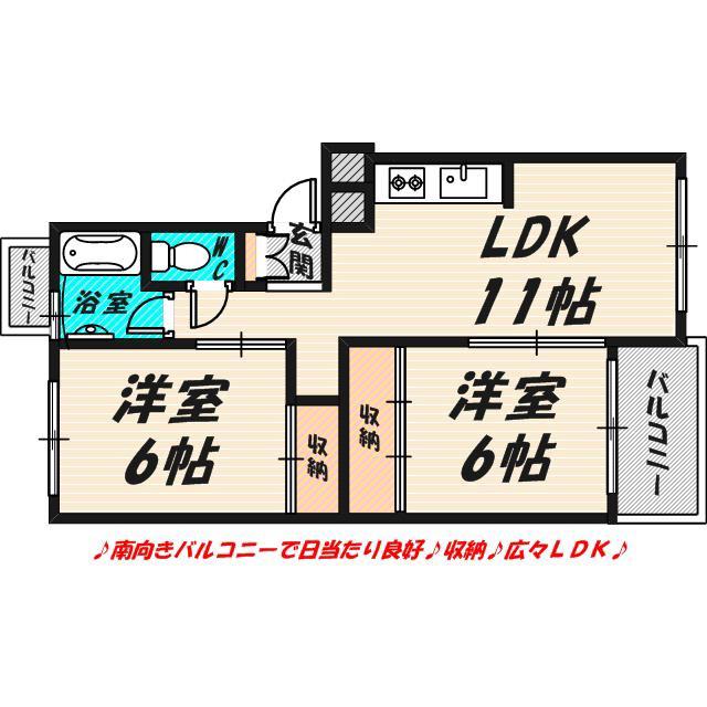大宮第3コーポ(2LDK/4階)の間取り写真