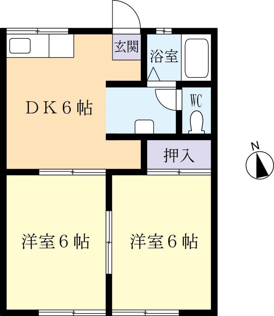ハイツ広葉杉(2DK/1階)の間取り写真