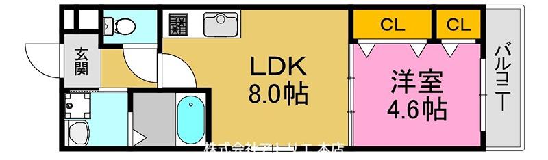 フジパレス中野公園北(1LDK/3階)の間取り写真