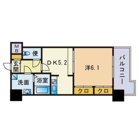 F・PARC大濠公園(1DK/10階)の間取り写真