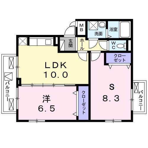 グレイスコート清水(1SLDK/2階)の間取り写真
