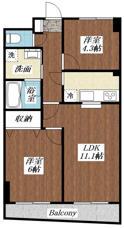 INOVE日野台(2LDK/7階)の間取り写真