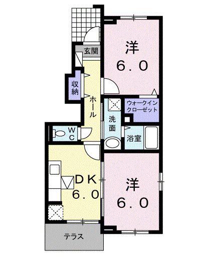 はなみずき A(2DK/1階)の間取り写真