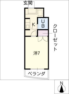 キャッスル御器所(1K/2階)の間取り写真