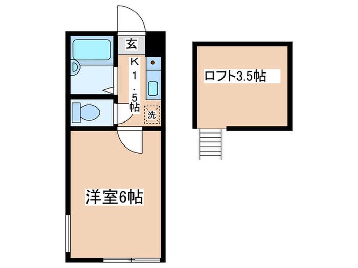 ロッシェル旭町 3号棟(ワンルーム/2階)の間取り写真