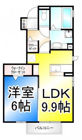 ハイランドテラス西和田(1LDK/1階)の間取り写真