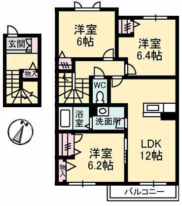 AFFLUENCE(3LDK/2階)の間取り写真