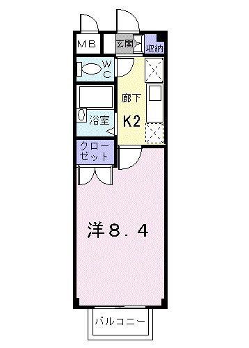 エスポワールA(1K/1階)の間取り写真