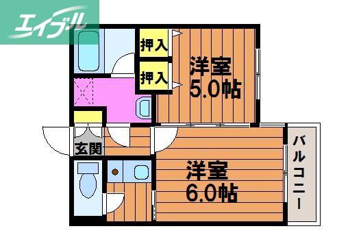 フォーラム伊島三番館(2K/3階)の間取り写真