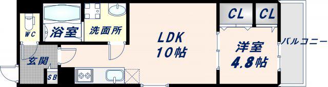 BADGE TOMOI EST VI(1LDK/2階)の間取り写真