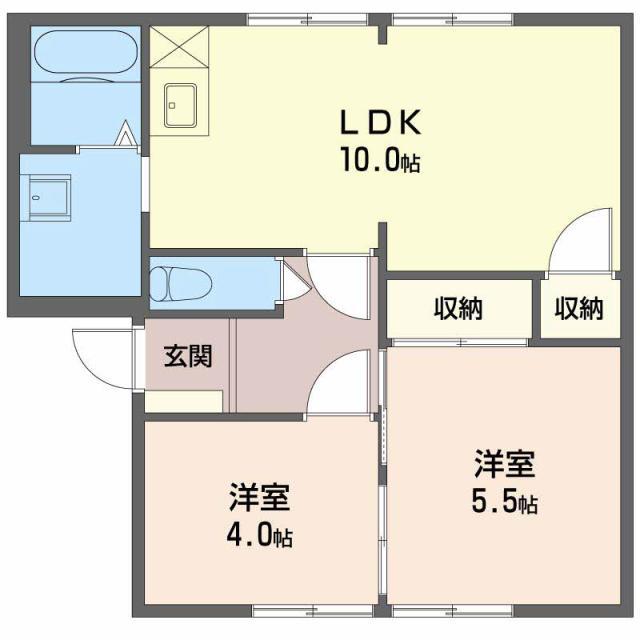 ハイツ眉山(2LDK/1階)の間取り写真