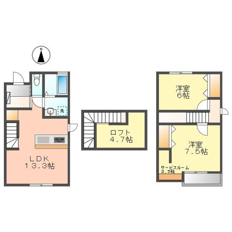 プラシード五才美(2SLDK/1階)の間取り写真