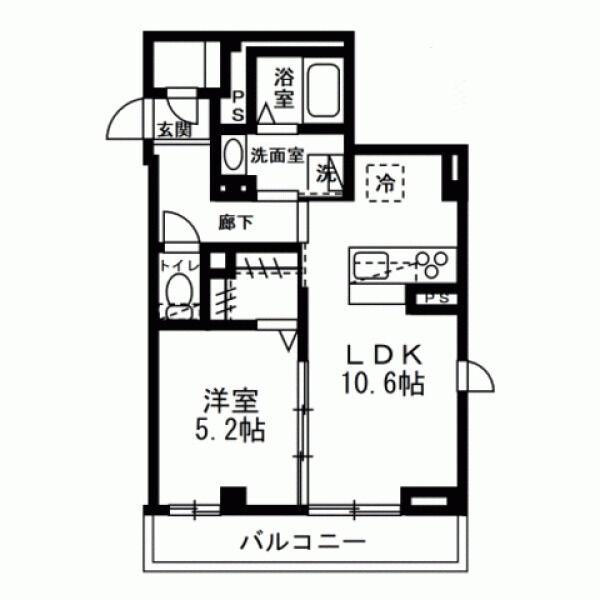 ビューネ境川(1LDK/3階)の間取り写真
