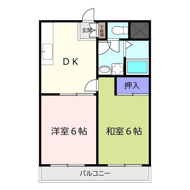 サンエイマンション(2DK/1階)の間取り写真