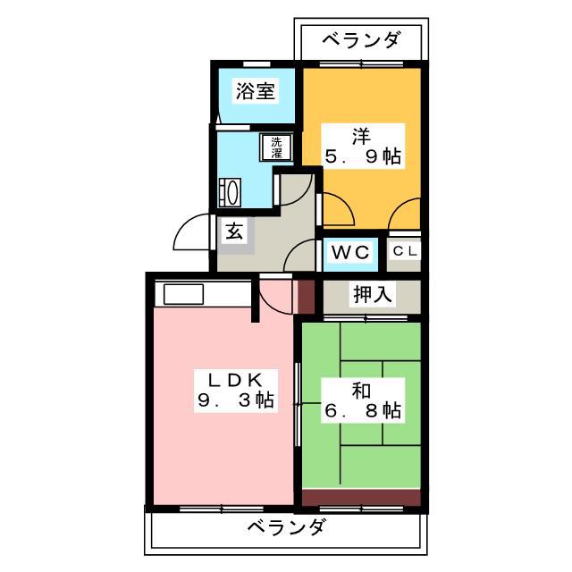 エトワール(2LDK/1階)の間取り写真