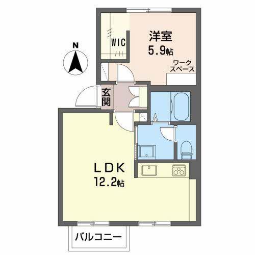 ヴィラ島立(1LDK/2階)の間取り写真
