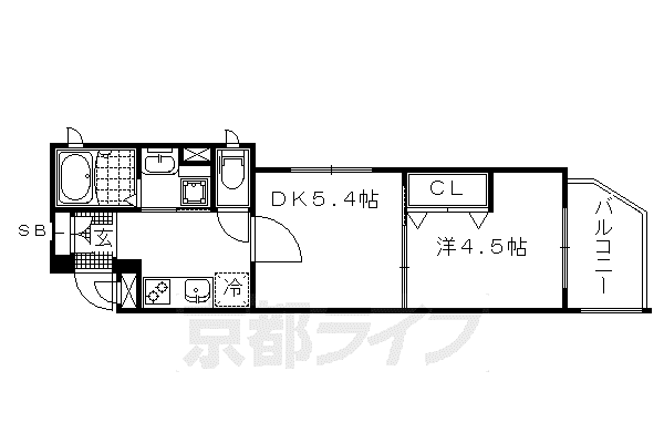 ベラジオ堀川今出川(1DK/2階)の間取り写真
