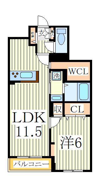 オリエンス(1LDK/2階)の間取り写真