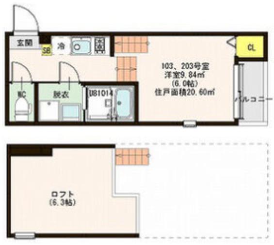 CASA FELICE 堤町(1K/1階)の間取り写真