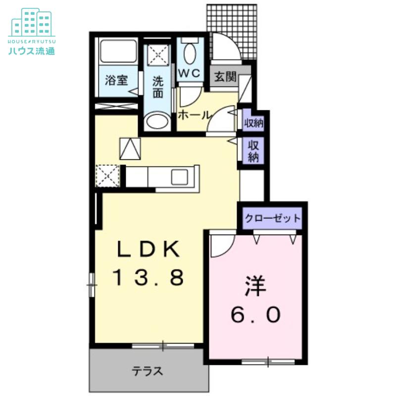 サンモール ハイツB棟(1LDK/1階)の間取り写真