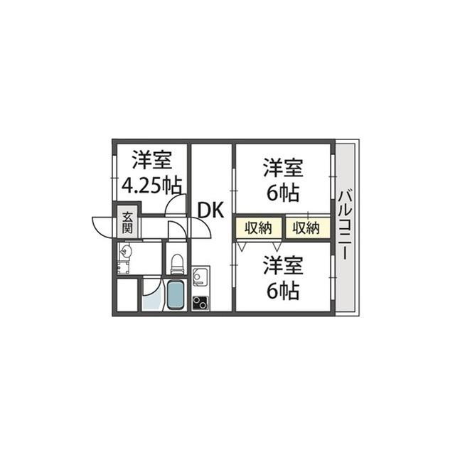 メゾン東中(3DK/1階)の間取り写真