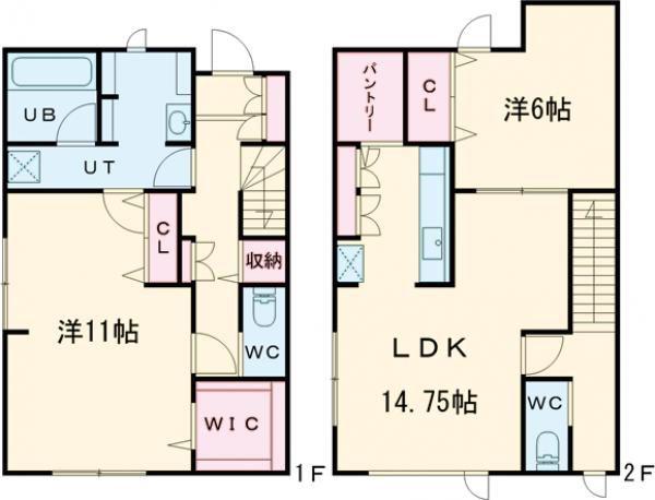 WISE COURT(2LDK/1階)の間取り写真