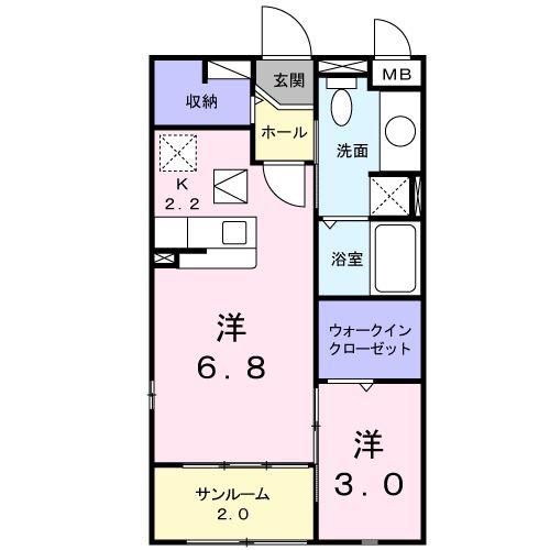 イーストキャッスル(1SK/1階)の間取り写真